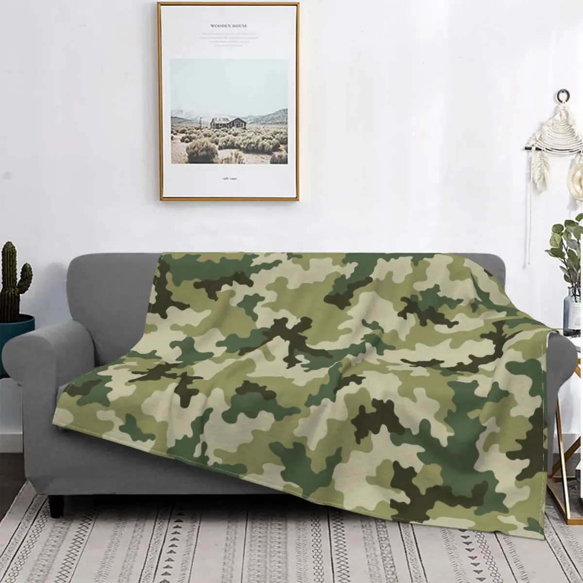 Russian Woodland Camouflage Blanket Autumn/Winter Soldier Military Portable Soft Throw for Sofa Bedroom Bedding Throws | Дом и сад