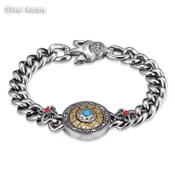 

2019 Buddha Mantra Zodiac Couple Rotatable Bracelet Bangle 100% 925 Sterling Silver Jewelry Men Women Designer Chain Bracelet