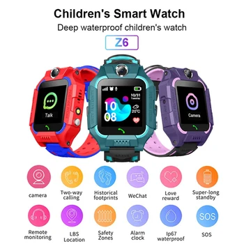 

Hot Kids Phone Z6 Smart watch LBS Baby Smartwatches for Children SOS Call Location Finder Locator Tracker Anti Lost Monitor+Box