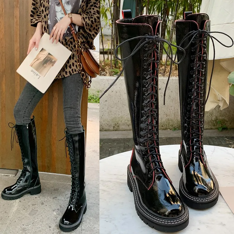 

Vicamelia Hot Sale Women High Boots Winter Boots Women Over the Knee Casual Boots With Lace-Up Boots For Work Boots 409