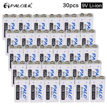 

PALO 30PCS usb battery rechargeable 9v battery li-ion usb 9v battery