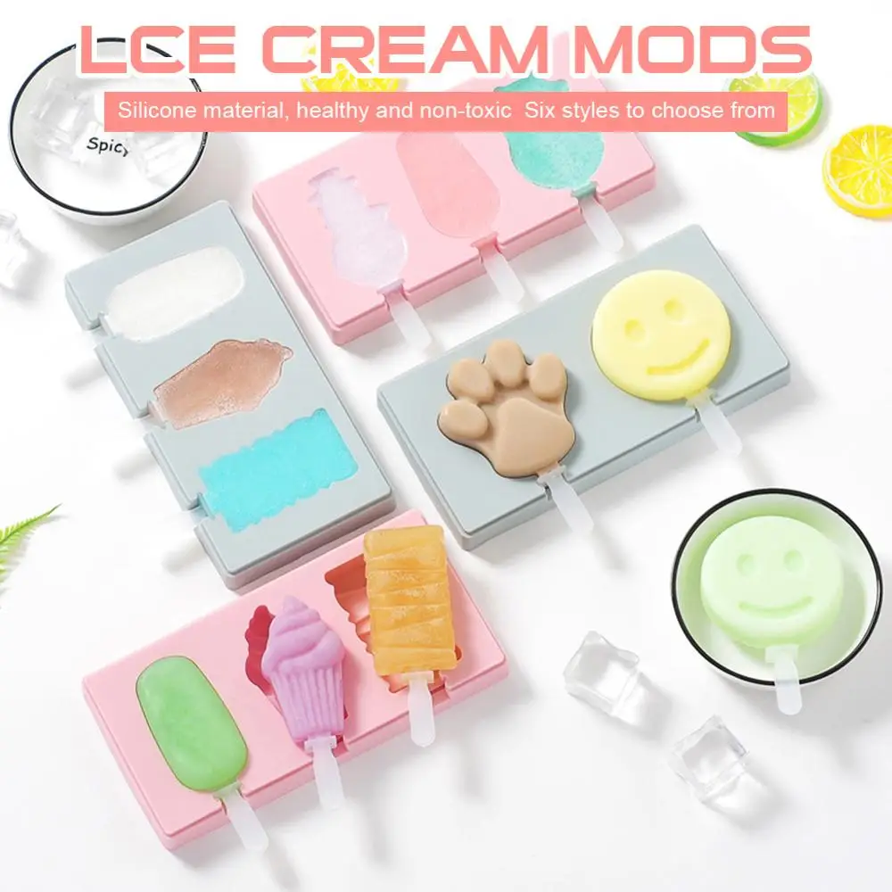 

Silicone Ice Cream Mold 2-/3-Cavity Easy Release Popsicle Maker with PP Pop Stick and Lid DIY Homemade Freezer Ice Lolly Mould