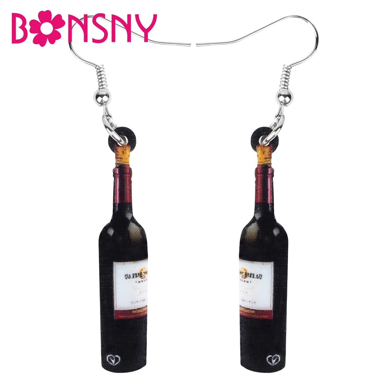 Bonsny Acrylic Red Wine Bottle Earrings Long Lightweigh Print Dangle Drop Jewelry For Women Girls Lady Novelty Gift Decoration | Украшения