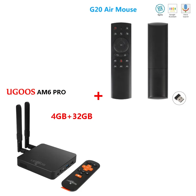 AM6 PRO add g20s UGOOS AM6 PRO Amlogic S922X четырехъядерный Android 9,0 Smart Tv Box DDR4 4GB32GB 2,4G 5G Wifi BT5.0 1000M телеприставка 4k медиаплеер - Цвет: AM6 PRO add g20s