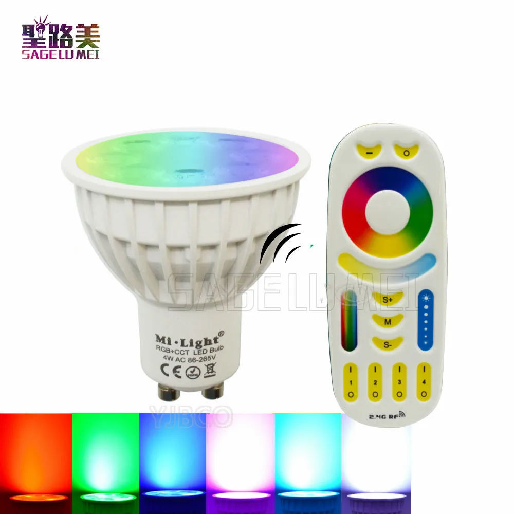 Mi light AC85V-265V 4W GU10 RGB + CCT LED Dimmable 2 4G беспроводной WIFI дистанционный светильник Led Lamp Spot