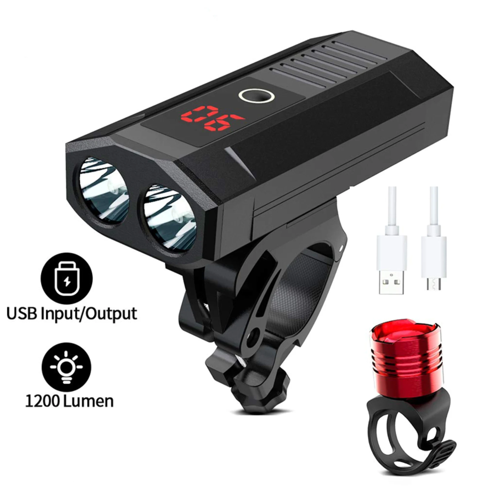 IP65 Waterproof Level Led Bike Light 5200mah Battery Front Rear Lamp USB Rechargeable Cycling Headlight With Tail | Спорт и