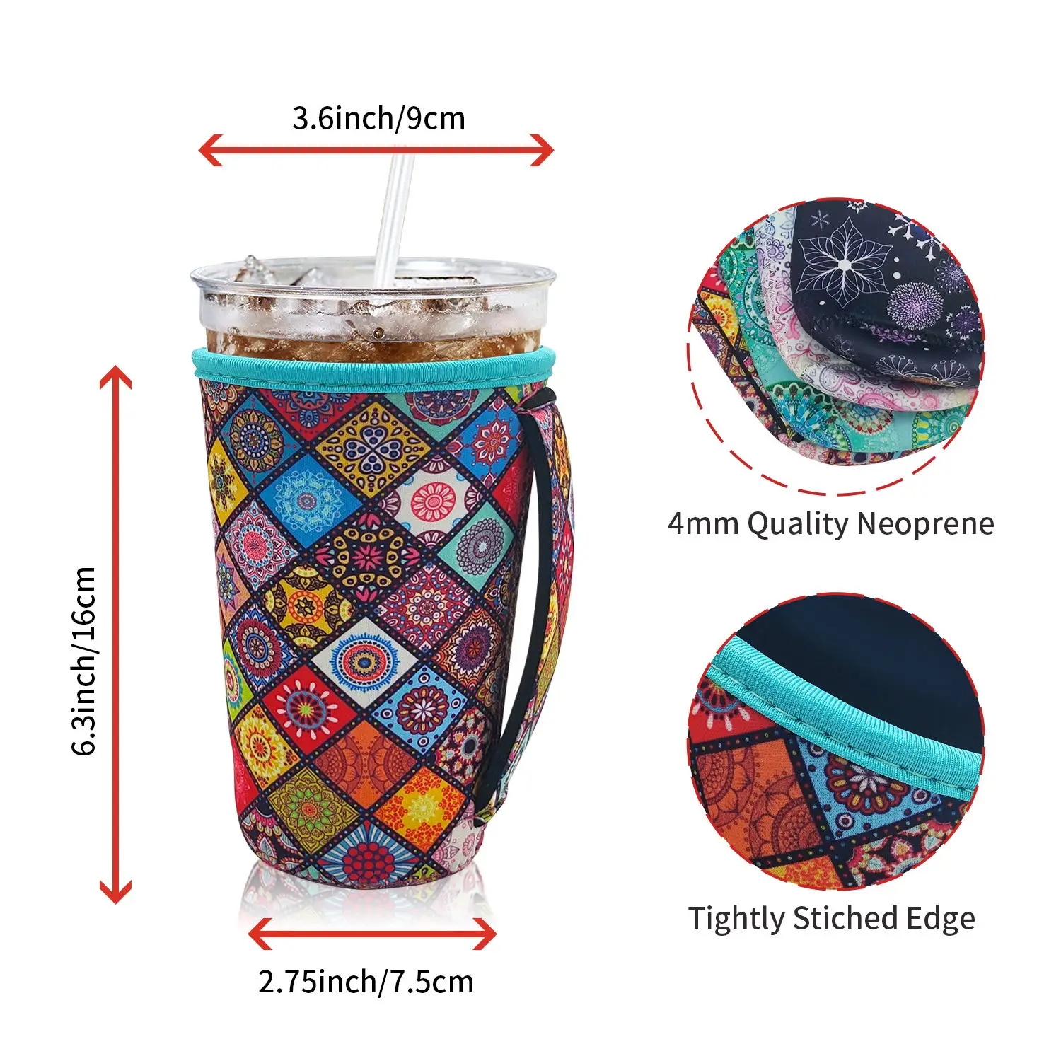 Reusable Insulated Neoprene Iced Coffee Beverage Sleeves Cold