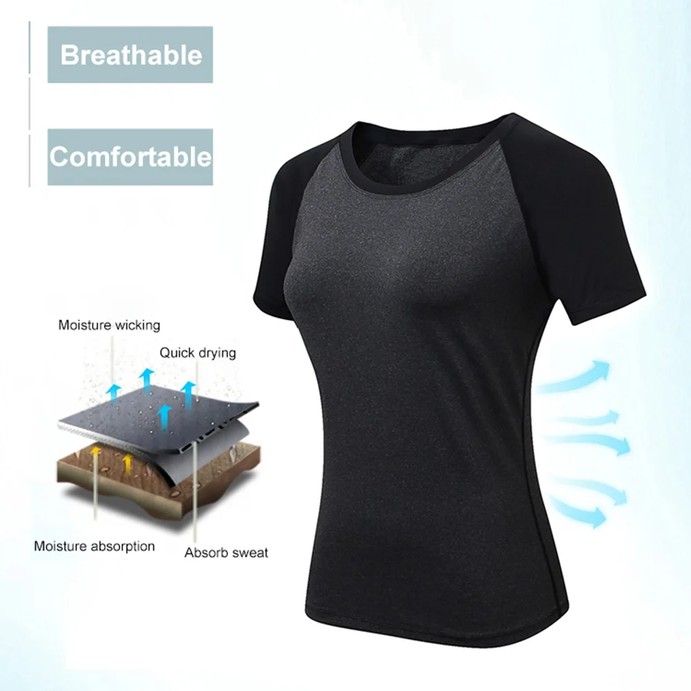 Sport Shirt Women Yoga Tops Sports Fitness Cloth Short Sleeve Workout Tee T shirt For Ladies Running Tshirt Plus Size