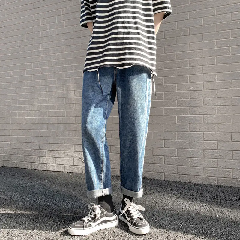 

2020 Spring And Autumn New Youth Popular Couple Pure Color Simple Loose Jeans Fashion Casual All-match Straight-leg Pants