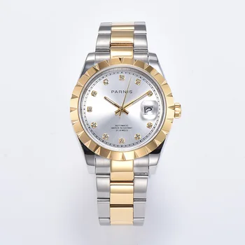 

New Arrival Parnis White Dial Mens Watches Calendar Miyota 8215 Movement 21 Jewels Automatic Mechanical Men Watch Date Man Clock