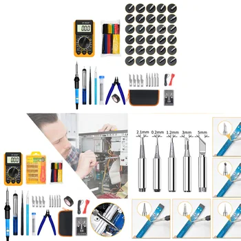 

379Pcs Soldering Iron Kit with Digital Multimeter Electronic Soldering Burning Pyrography Pen Tools Best for Soldering Electric