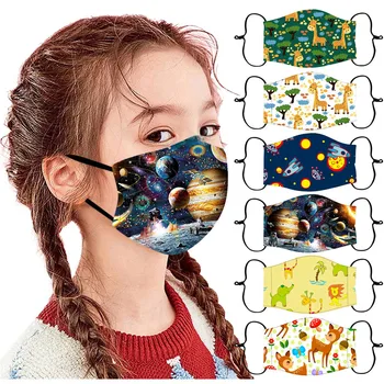 

6PCS Children's Adjustable Windproof Reusable Printed Face Cover Mask mondmasker wasbaar lavable cover Gezichtsmasker