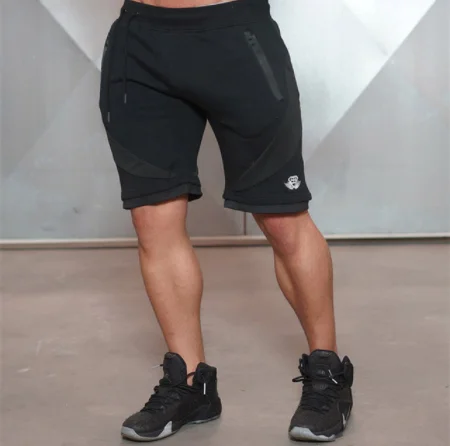 Новинка года; мужские спортивные костюмы; pantalones cortos de verano Bermuda pantalones cortos fitness hombre cu - Цвет: DK-6 black