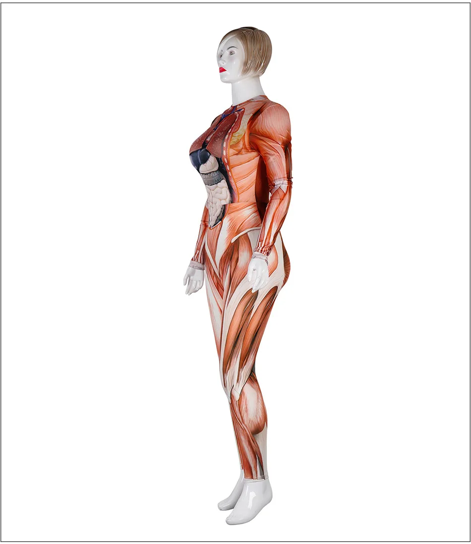 Human Anatomy Bodysuit For Men And Women Long Sleeve 3D Print Muscle