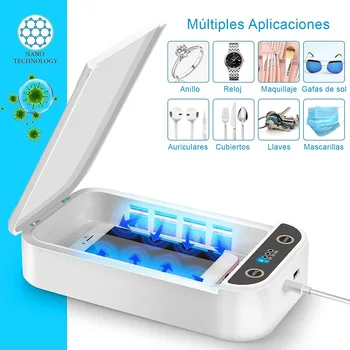 

Portable Cell Phone UV Disinfection Case USB Powered Ultraviolet 6 inch Mobile Face Mask Sanitizer Box