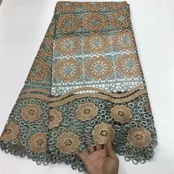 

Nigerian Guipure Lace Fabric 2020 African Ankara Laces Embroidery Fabrics with Stones for Wedding Dress Bridal Gown Lace WDW-228
