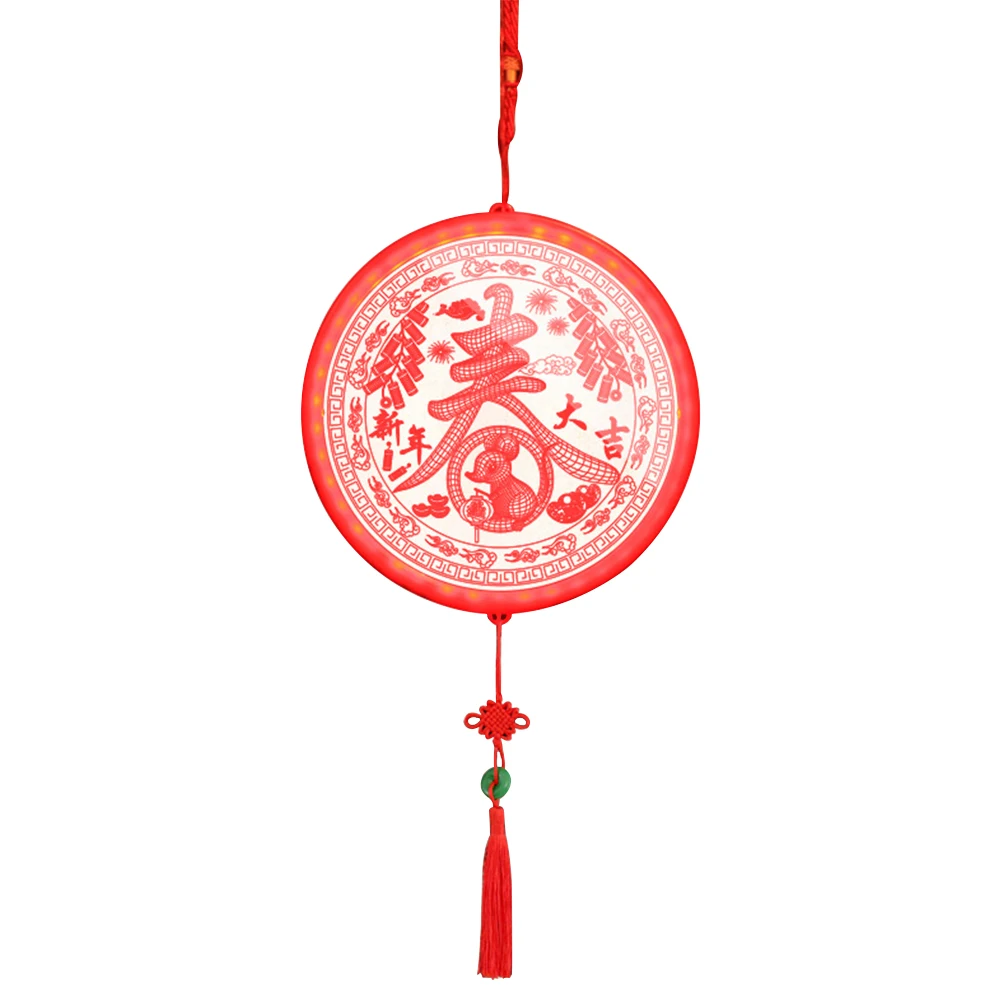 

Round Joyous New Year Acrylic Chinese Style Office Spring Festival Led Light Holiday Decorative Lamp Knot Fu Letter 3D Effect