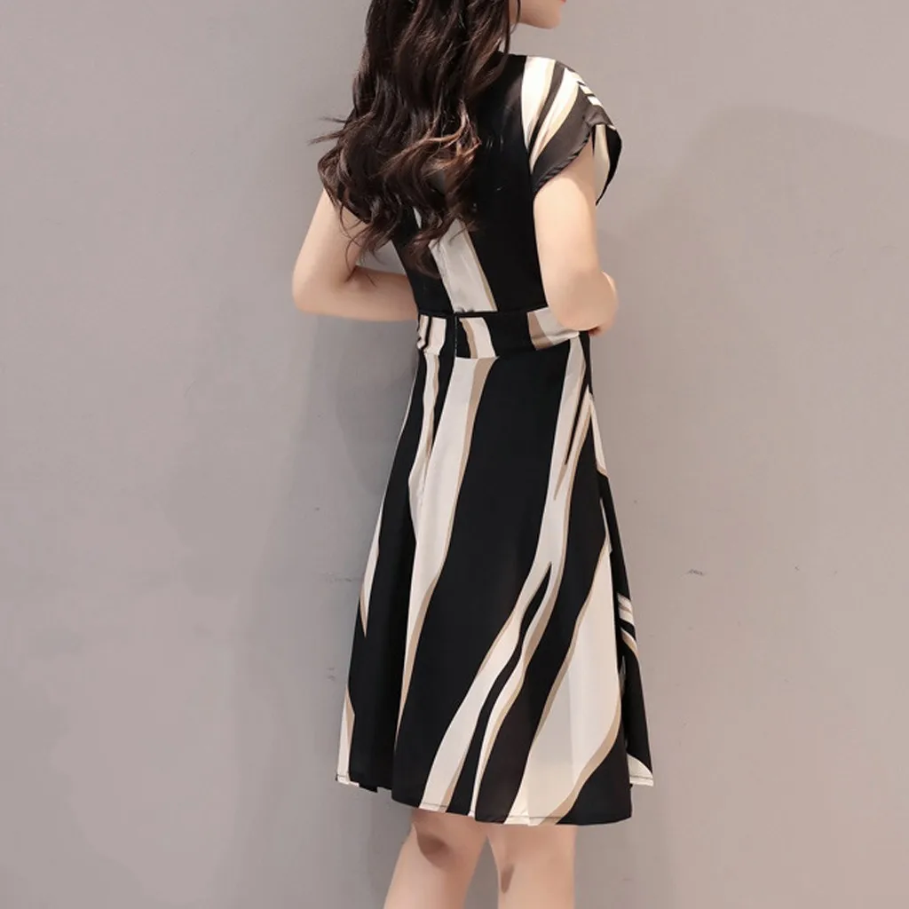 Women Elegant A-line Dress Vintage Business Party Vestidos Short Sleeve Knee Length Slim Autumn Winter Dress Vestidos#E2