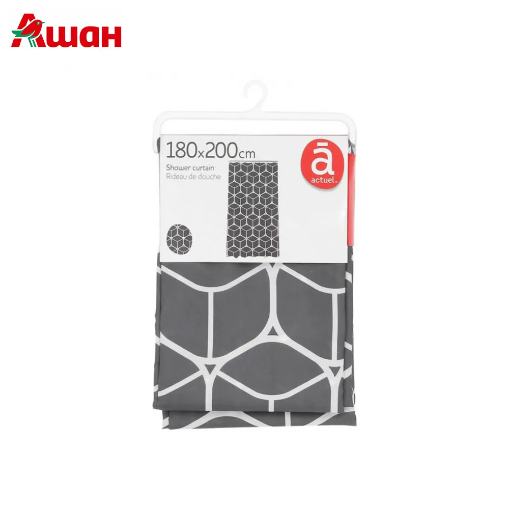 Штора для ванной Actuel, черная, 180х200 см