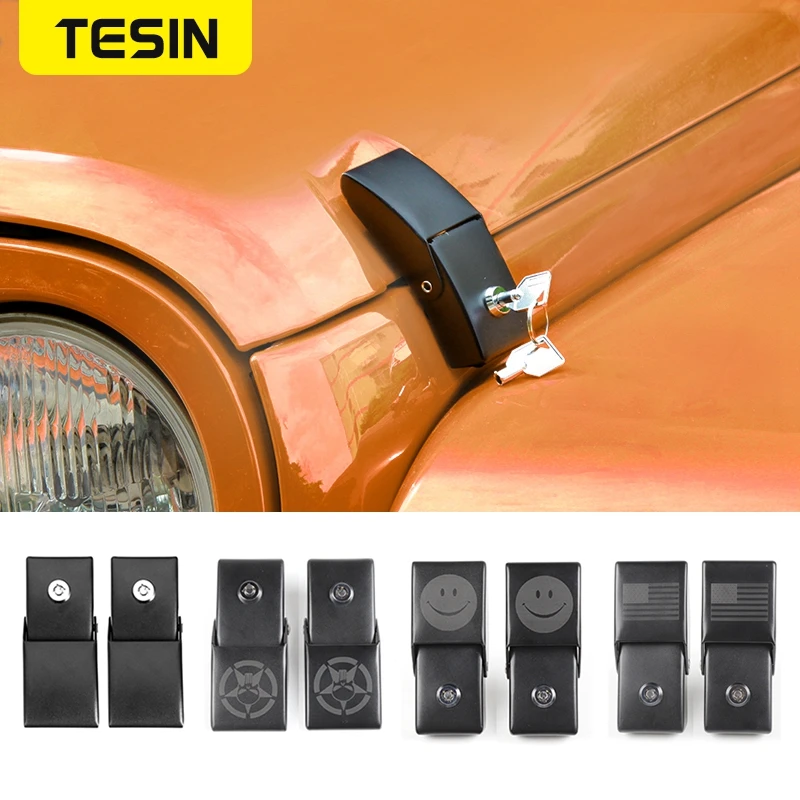 

Car Engine Lock Hood Latch Catch With Key Lock Cover for Jeep Wrangler JK 2007-2017 Metal 2pcs Car Exterior Accessories Styling