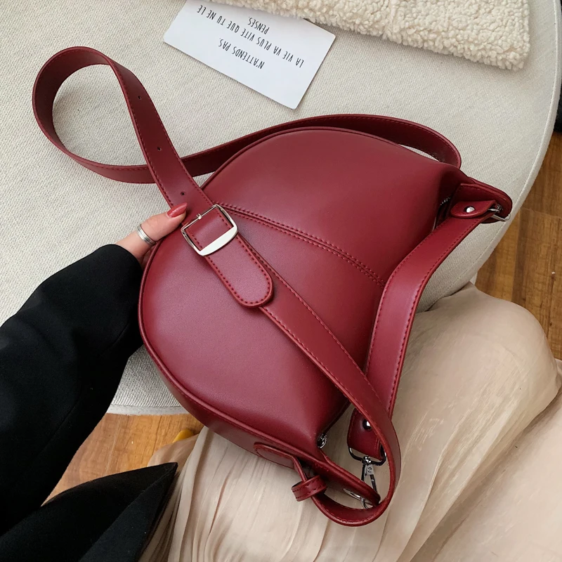 

Solid Color PU Leather Saddle Bags For Women 2019 New Female Shoulder Messenger Crossbody Bag Lady Travel Handbags and Purses
