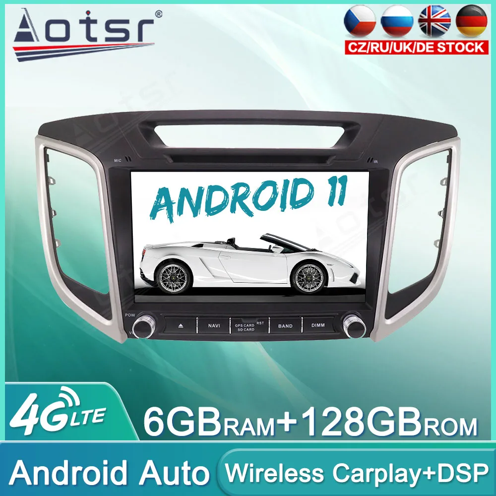 

Автомобильная магнитола на Android 11, 128 ГБ для Hyundai Creta IX25 2015-2019, аудио, мультимедийный плеер, GPS-навигация, автомобильное стерео головное устройство Carplay