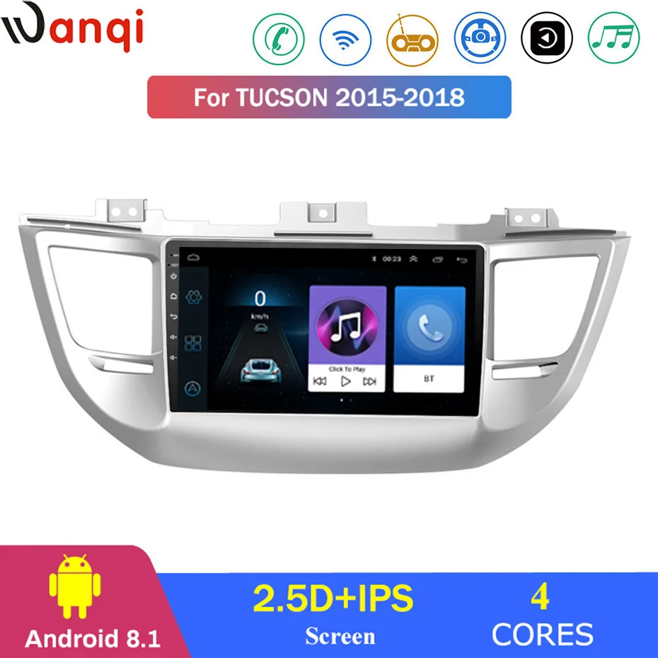 Для hyundai Tucson- автомобильный Радио Мультимедиа Видео плеер навигация gps Android 8,1 аксессуары SWC BT wifi седан без dvd