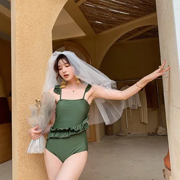 

High Waist Swimsuit One-Piece Swimsuits Swimwear For Women Woman 2019 Badpak Plus Size East Gate Korea New One Piece Female