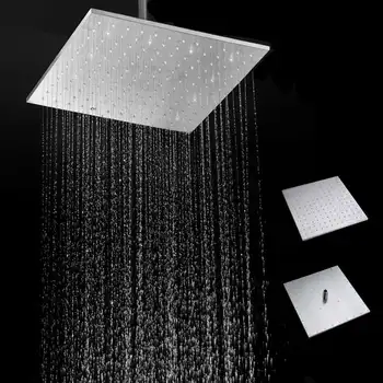 

Xueqin Chrome 16Inch Square Rainfall Shower Head Square Stainless Steel Bathroom Top Sprayer Showerhead high pressure