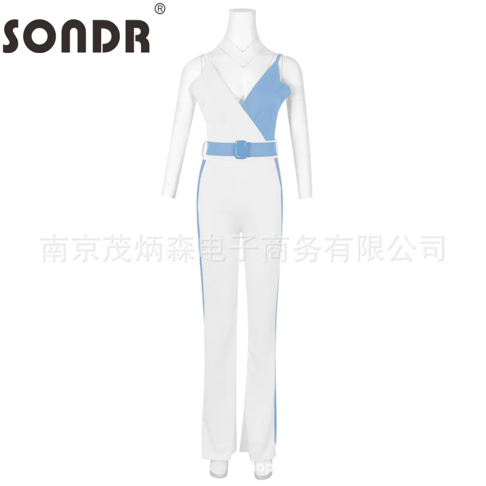 SONDR Women Casual Sleeveless V-Neck Jumpsuits Summer Ladies Patchwork Bodysuit Sashes Female Loose Wide Leg Rompers Overalls