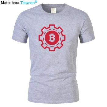 

2019 Mens Fashion Designer Tshirt Virtual Currency Bitcoin Gear Print T-Shirt Man Cotton Short Sleeve Tops Tees S-3XL