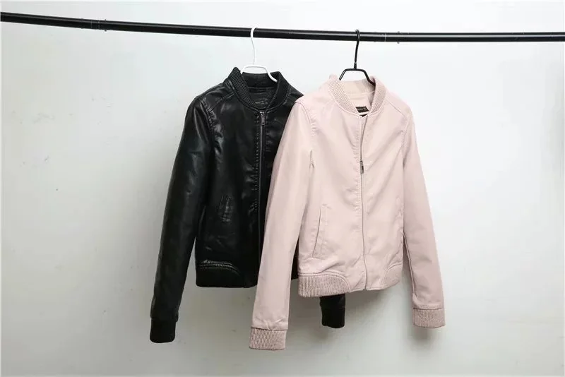 AliExpress Ebay2018 осень и зима стиль Европа и Америка женское платье сзади Вышитые Короткие pu кожаные куртки