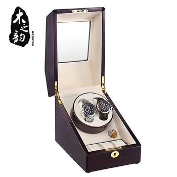 

2+3 Watch Winders Wooden Lacquer Piano Glossy Black Carbon Fiber Quiet Motor Storage Display Watches Box With LED Light Collect
