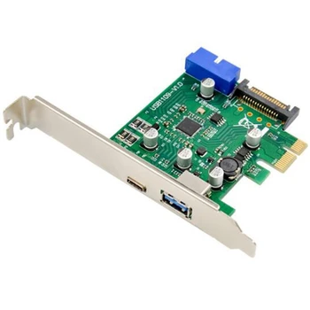 

PCI-E Dual Port USB 3.1 Expansion Card Type-C+Type -A NEC720201 Chipset High Speed 10Gbps 15-Pin Power Connector Port