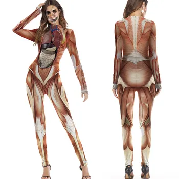 

Vertvie Ladies Costumes Bodysuit Women Funny Festivals Performances Costumes Clothes COS Long Sleeve Jumpsuit Internal Organs