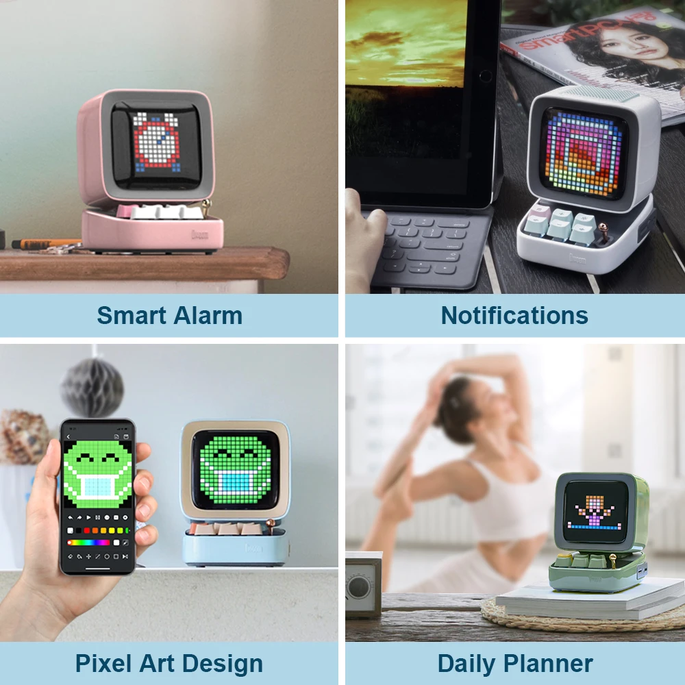 Divoom Ditoo Retro Pixel art Bluetooth Portable Speaker Alarm Clock DIY LED Display Board Christmas gift Home light decoration