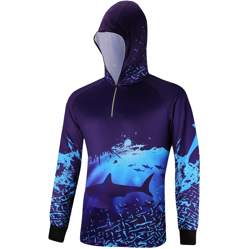 

Zhuo Coffee Fishing Sun Protection Clothing Hooded Long Sleeve Half-Open Zipper Bamboo Charcoal Viscose Fishing Rock Fishing chu