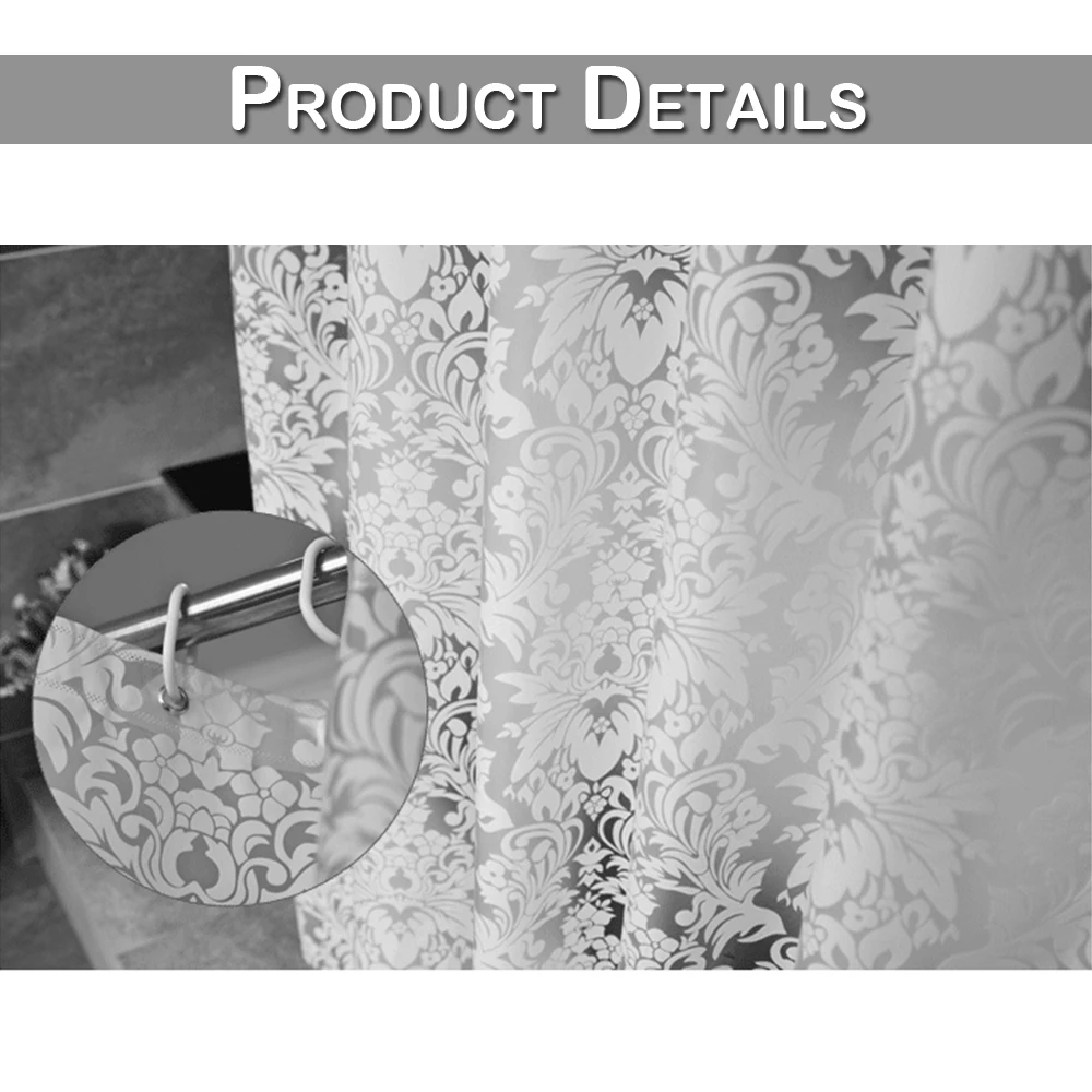 Shower Curtains Washable Curtain Bathing Shower Curtain Bathroom Morocco PEVA Waterproof Hook Floral Curtains 8 Sizes D30