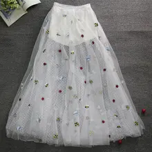 Новая индустрия Бабочка Стрекоза Вышивка сетчатая юбка длинная юбка пчела Флокирование волна точка дрожать Феи юбка