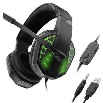 

Wired Over Ear LED 3.5mm USB Plug Stereo Heavy Bass Gaming Headphone Headset