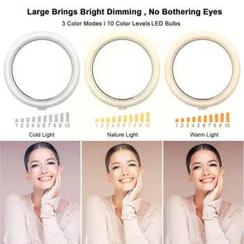 

Adjustable Cold Warm Day Light 2.7/4.8/6 Inch LED Ring Light Photographic Selfie Ring Lighting For Youtube Makeup Video Studio