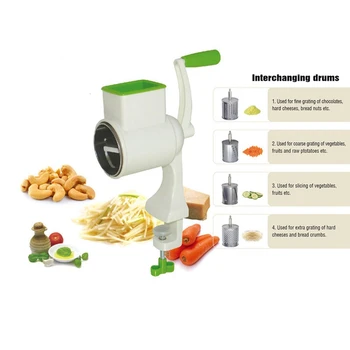 

New Manual Vegetable Cutter Rotary Grater 4x Replaceable Drums Potato Fruit Cheeses Slicer Vegetable Shredder Kitchen Gadgets