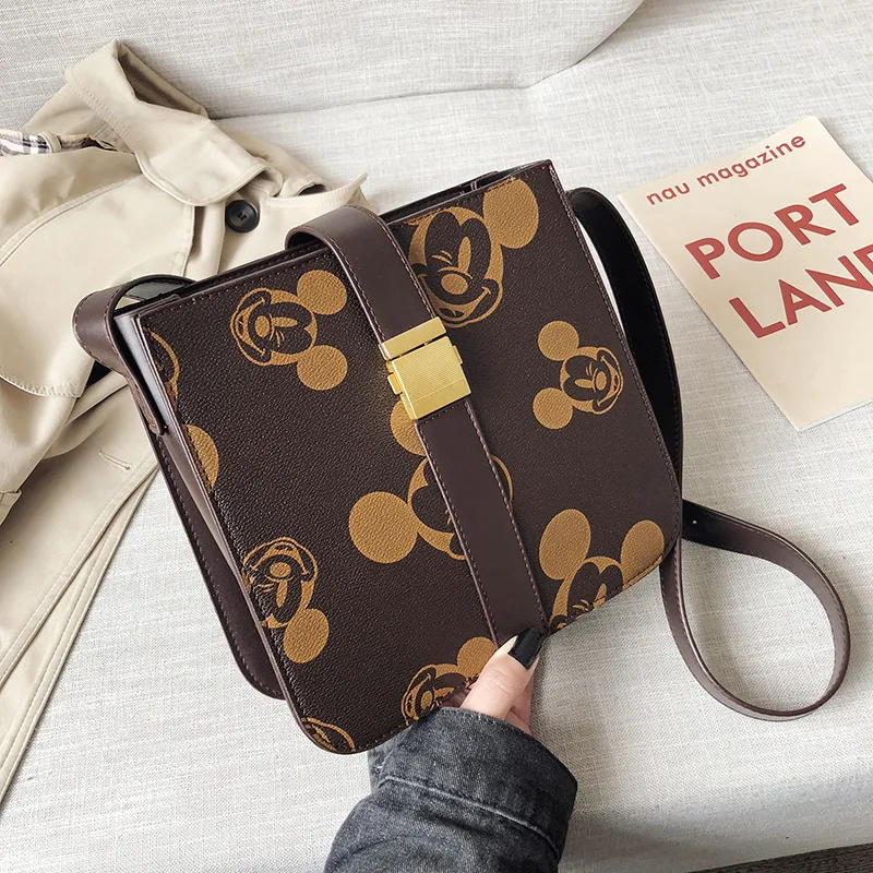 

Disney Mickey mouse Women's bag cute minnie messenger bag shoulder messenger bag fashion check ladies chain bag cartoon handbag