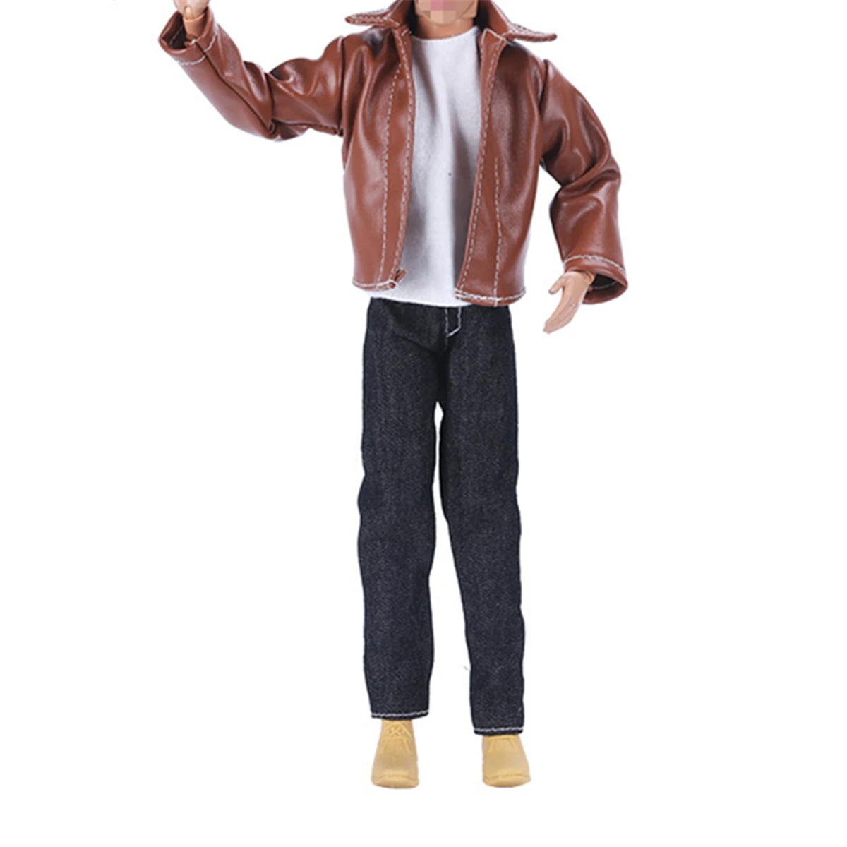 Retro Leather Jacket Outfit Set for 11 Inches Barbie Ken BJD FR SD Doll Clothes Accessories