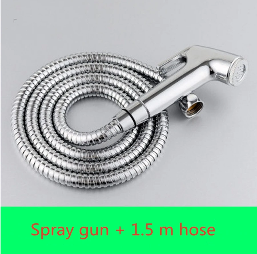 Nozzle and 1.5m hose Многофункциональный кран для биде для туалета, для ванной комнаты, для биде, душевой опрыскиватель, латунный Т-адаптер, 1,5 м, шланговый бак, держатель с крючками, простая установка - Цвет: Nozzle and 1.5m hose