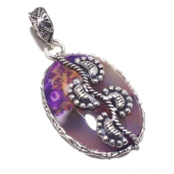 

Dendrite Opal Pendant Silver Overlay over Copper , 54 mm , P7353