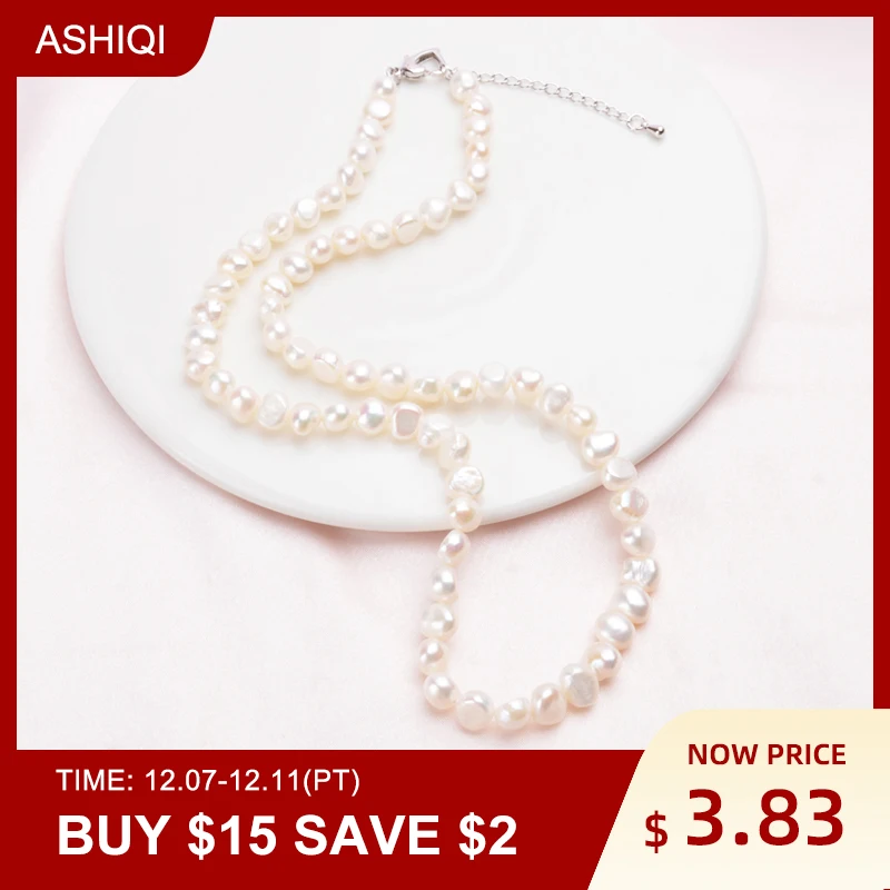 

ASHIQI Natural Freshwater Pearl Necklace Vintage Baroque Pearl Jewelry for Women 2020 Trend Gifts for The New Year