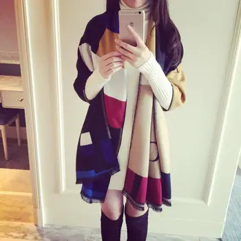 

Color Matching Scarf Women 2019 Black Fashion Warm Women Scarves Winter Cashmere Scarf Wrap Shawl Blanket Scarf Foulard Femme