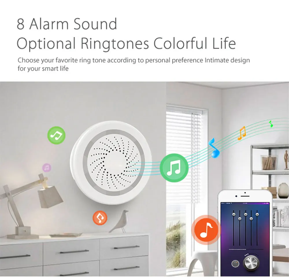 Умный WiFi сирена сигнализация Умный дом безопасность без ступицы не требуется Tuya приложение уведомления оповещения Workes с Alexa Echo Google Home IFTTT