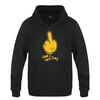 

Erect Middle Finger - Have A Nice Day Novelty Creative Hoodies Men Fashion Men's Pullover Fleece Hooded Sweatshirts